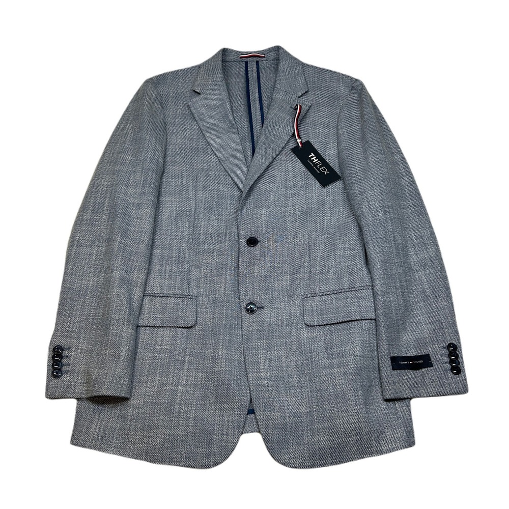 Tommy Hilfiger Sport Coat‎ 38R 38 Denim Blue Patterned TH Flex $295